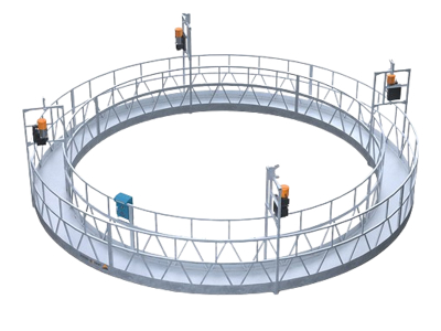 Plataforma suspensa em formato redondo galvanizado